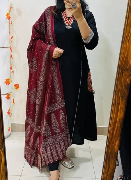 Kf 15 Reyon Slub With Embroidered Work Top With Bottom Dupatta Wholesalers In Delhi